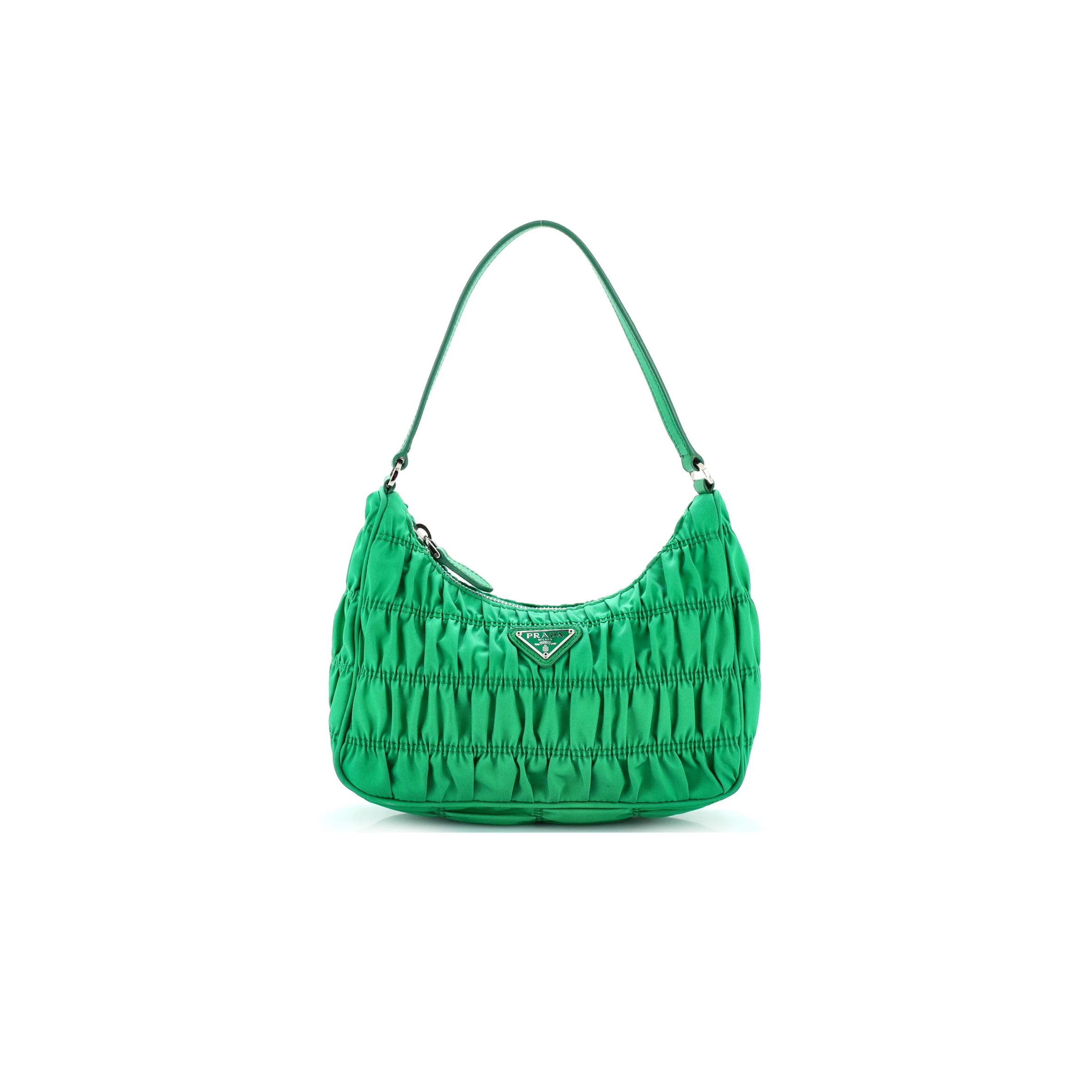Pra*a tessuto nylon gaufre shoulder bag menta 1ne204 (22*13*6cm)
